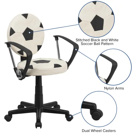 Emma and Oliver Sports Swivel Task Office Chair with Arms Black and Orange {7}