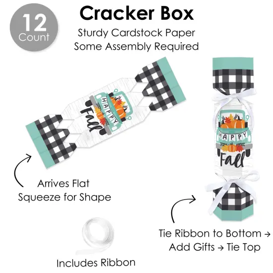 Big Dot of Happiness Happy Fall Truck - No Snap Harvest Pumpkin Party Table Favors - DIY Cracker Boxes - Set of 12 {7}