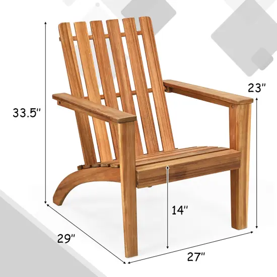 Costway Patio Acacia Wood Adirondack Chair Lounge Armchair sturdy Outdoor Garden Yard {3}