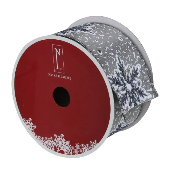 Northlight Gray and White Glitter Snowflake Christmas Wired Craft Ribbon 2.5" x 16 Yards {4}