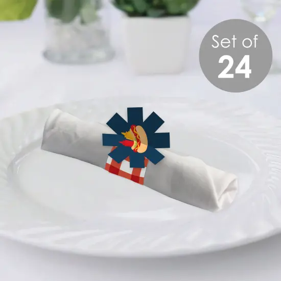Big Dot of Happiness Fire Up the Grill - Summer BBQ Picnic Party Paper Napkin Holder - Napkin Rings - Set of 24 {3}