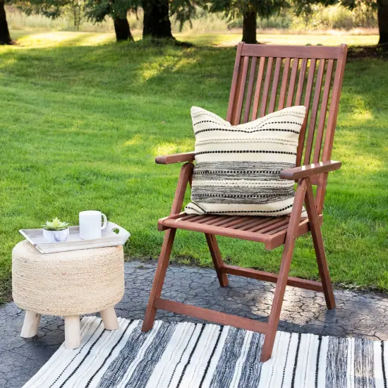 Northlight 20" Cream and Black Twisted Textured Block Handloom Woven Outdoor Square Throw Pillow Ivory {3}