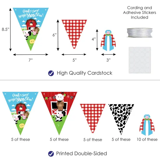 Big Dot of Happiness Farm Animals - DIY Barnyard Baby Shower or Birthday Party Pennant Garland Decoration - Triangle Banner - 30 Pieces {4}