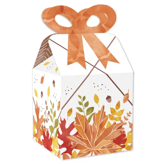 Big Dot of Happiness Fall Foliage - Square Favor Gift Boxes - Autumn Leaves Party Bow Boxes - Set of 12 {1}