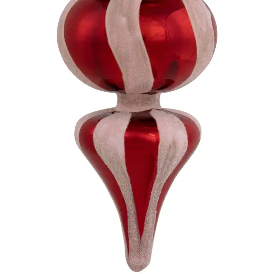 Northlight Shiny Red and Frosted Striped Candy Cane Finial Glass Christmas Ornament - 5.5" {7}