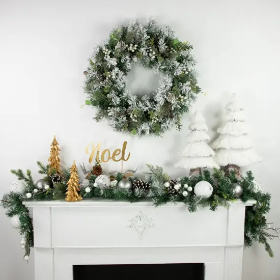 Northlight 6' Green Pine Frosted Artificial Christmas Garland with Pinecones and Ornaments, Unlit {4}