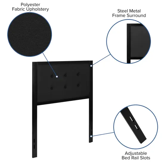 Merrick Lane Camden Headboard Upholstered Button Tufted Headboard With Metal Frame and Adjustable Rail Slots {2}