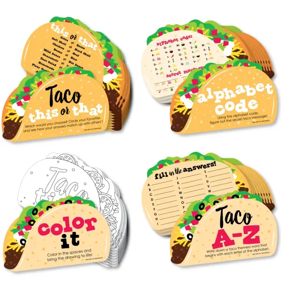 Big Dot of Happiness Taco 'Bout Fun - 4 Mexican Fiesta Games - 10 Cards Each - Gamerific Bundle {1}