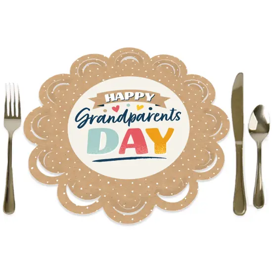 Big Dot of Happiness Happy Grandparents Day - Grandma & Grandpa Party Round Table Decorations - Paper Chargers - Place Setting For 12 {1}