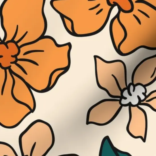 Various Fabrics by the Yard or Fat Quarter Tropical Flowers Botanical Retro Mid Century Large Scale Floral Custom Printed Fabric by Spoonflower {7}