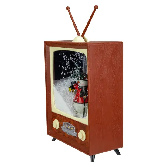 Northlight LED Lighted Musical Snowing Snowman TV Set Christmas Decoration - 12" Brown {4}
