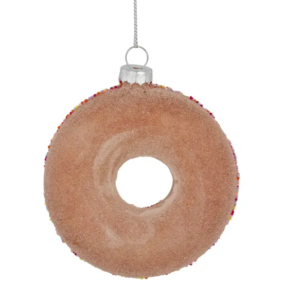 Northlight 4.75" Pink Frosted Doughnut Glass Christmas Ornament {6}