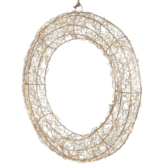 Northlight 18" LED Lighted Gold Wire Wreath Outdoor Christmas Decoration {5}