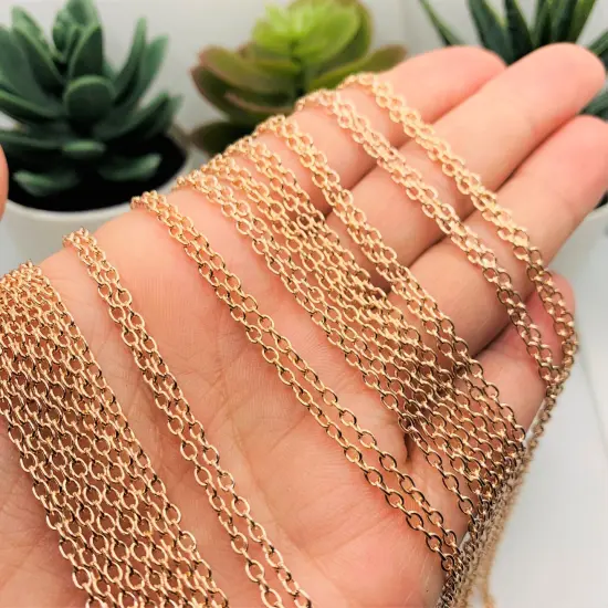 12 or 72 Pieces: 17 7/8" Pre-made Rose Gold Necklace Chains {4}