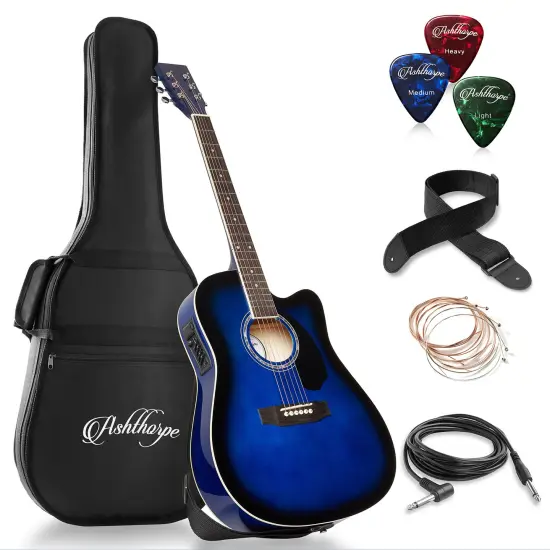 Ashthorpe Full-Size Cutaway Thinline Acoustic-Electric Guitar Package - Premium Tonewoods {1}