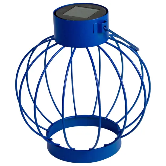 Northlight 6.5" Blue Outdoor Hanging LED Solar Lantern with Handle {4}