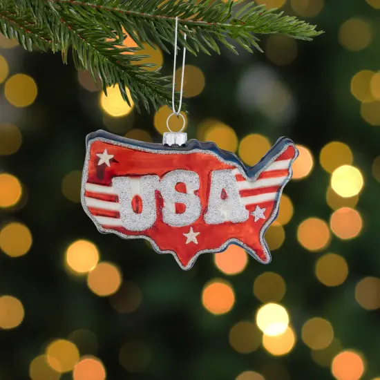 Northlight 4.25" Americana USA Glass Christmas Ornament Red {3}