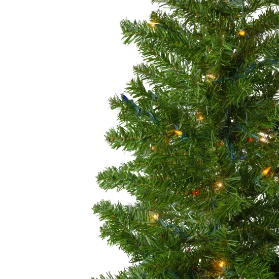 Northlight Pre-Lit Pencil Canadian Pine Artificial Christmas Tree - 7.5' - Multicolor Lights Green {5}