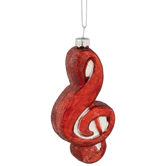 Northlight 4.25" Red Treble Clef Glass Christmas Ornament {4}