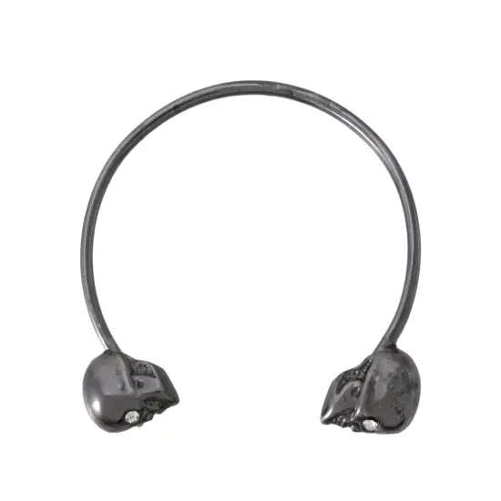 Gunmetal Finish 3D Skull Torc Bracelet Cuff {3}