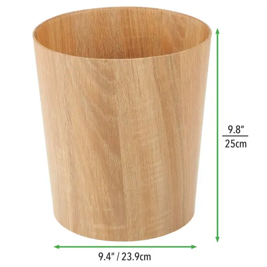 mDesign Bamboo Trash Can Wastebasket, Garbage Container Bin {3}
