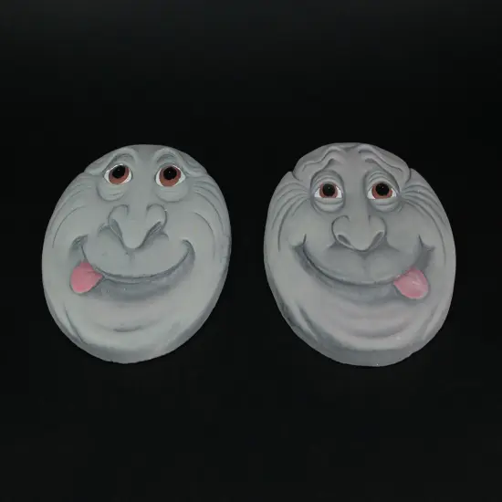 Set of 2 Silly Garden Gnome Cement Stepping Stones 10.25 Inch Diameter {4}