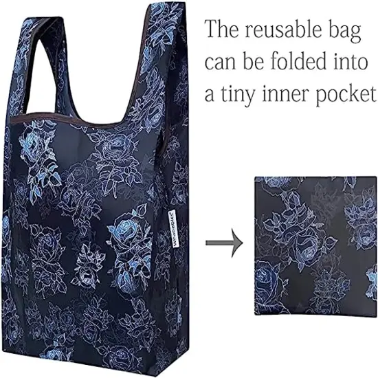 Wrapables JoliBag Collection Reusable Shopping Bag (Set of 6) Black Rose Blue Camo {5}