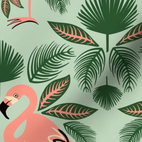 Various Fabrics by the Yard or Fat Quarter Flamingo Palm Leaves Green Pink Tropics Island Custom Printed Fabric by Spoonflower {7}
