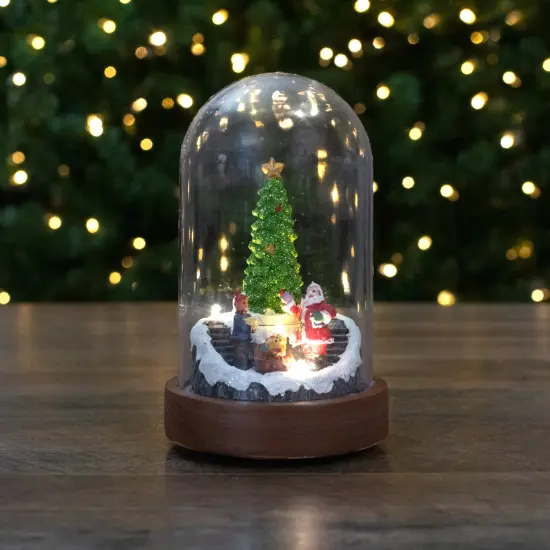 Northlight Lighted Santa and Christmas Tree Cloche Style Decoration - 7" Red {3}