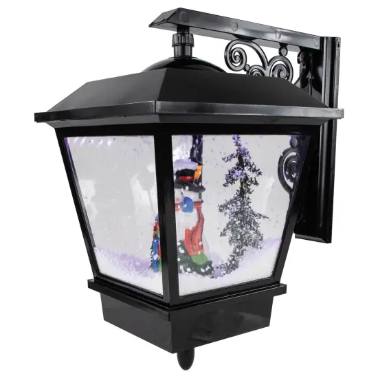Northlight 17.75" Lighted and Musical Wall Mounted Snowing Christmas Street Lamp Black {6}