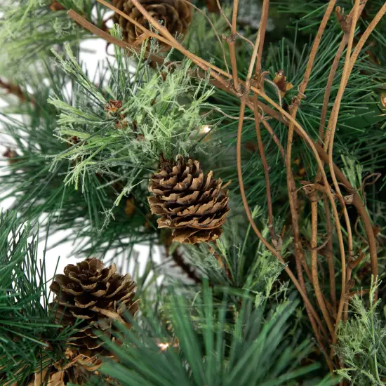 Northlight Pre-Lit Country Mixed Pine Artificial Christmas Wall or Door Tree - 2' - Clear Lights Green {4}