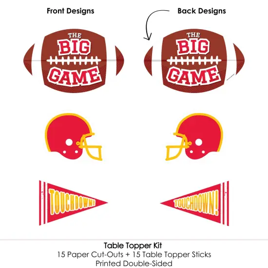 Big Dot of Happiness The Big Game - Red and Yellow - Football Party Centerpiece Sticks - Table Toppers - Set of 15 {6}