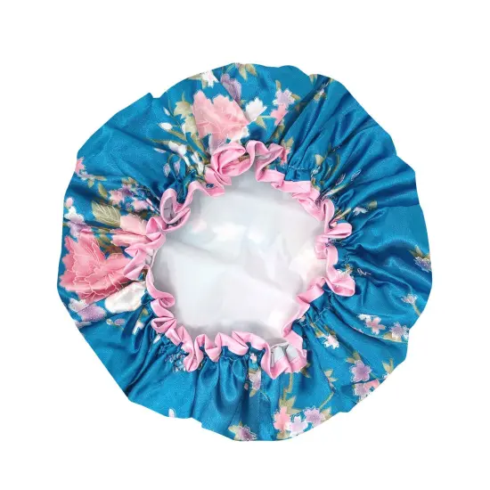Wrapables Reusable Women's Waterproof Shower Caps for Long Hair Carnations {2}