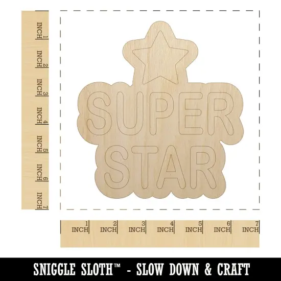 Super Star Fun Text Teacher School Unfinished Wood Shape Piece Cutout for DIY Craft Projects {1}