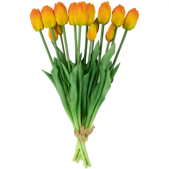 Northlight Real Touch&trade; Orange and Yellow Artificial Tulip Floral Bundles, Set of 6 - 18" {6}