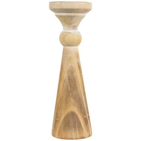 Northlight Two Tone Wooden Pedestal Pillar Candle Holder - 12" Brown {1}