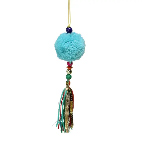 Northlight 8" Turquoise Blue Dangling Tassel Christmas Ornament {1}
