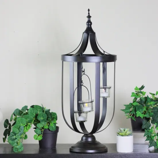 Melrose 22" Antique-Style Birdcage Glass Votive Candle Holder Brown {3}