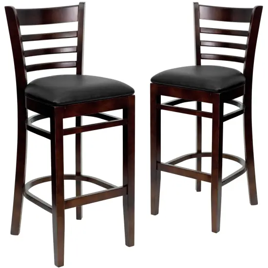 Emma and Oliver Bar Stools |&nbsp;Set of 2 Wood Bar Stools with Back NaturalWood {6}