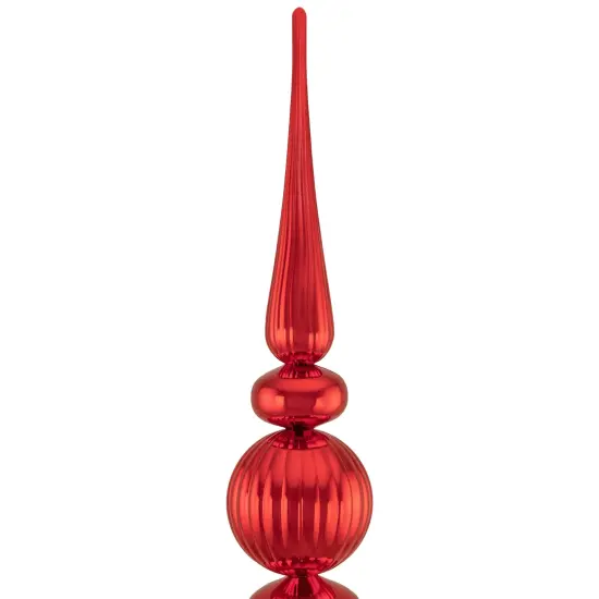 Northlight Shiny Ball Finial Tower Commercial Christmas Decoration - 4.5' - Red {4}