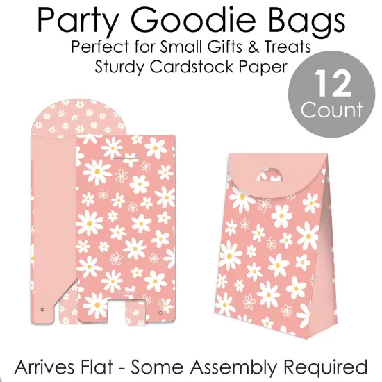 Big Dot of Happiness Pink Daisy Flowers - Floral Gift Favor Bags - Party Goodie Boxes - Set of 12 {7}