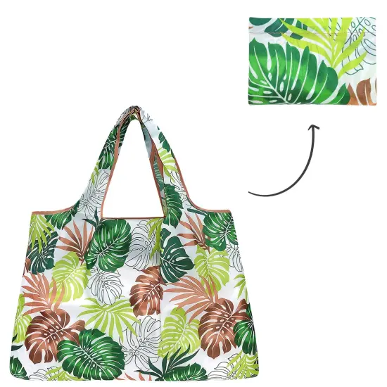 Wrapables Large Foldable Tote Nylon Reusable Grocery Bag Ferns {3}