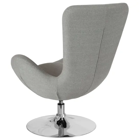 Merrick Lane Soro High-Back Egg Style Lounge Chair With 360&deg; Swivel Metal Base Light Gray Fabric {4}