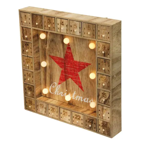 Northlight LED Lighted Advent Calendar Christmas Star Wall Decoration - 14"- Warm White Beige {3}