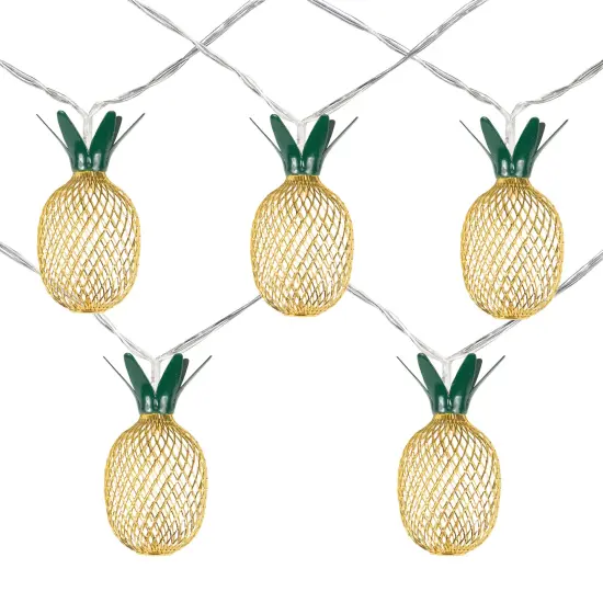 Northlight LED Pineapple Christmas String Light Set - 3' Clear Wire - 10ct Gold {3}