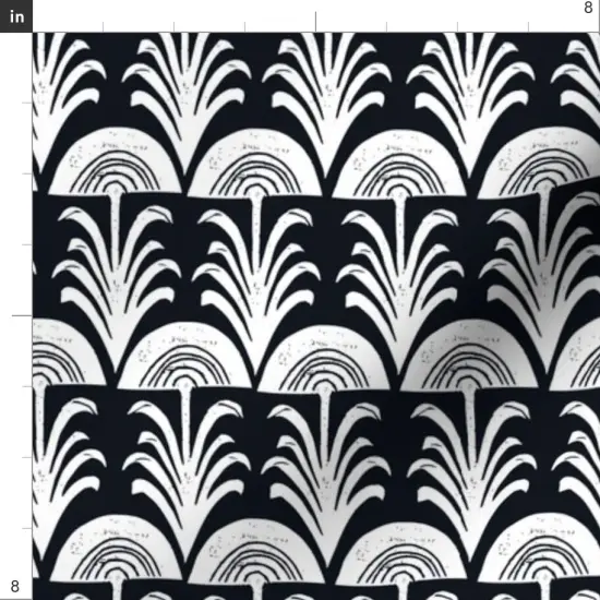 Various Fabrics by the Yard or Fat Quarter Block Print Black And White Botanical Arch Leaves Rustic Custom Printed Fabric by Spoonflower {4}