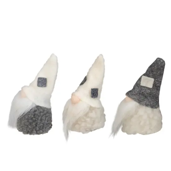 Northlight Christmas Gnomes Heads - 3.75" - Gray and Cream - Set of 3 {3}
