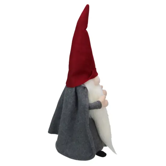 Northlight Standing Bulbous Nose Gnome Holding a Stick - 18" - Gray and Red {5}
