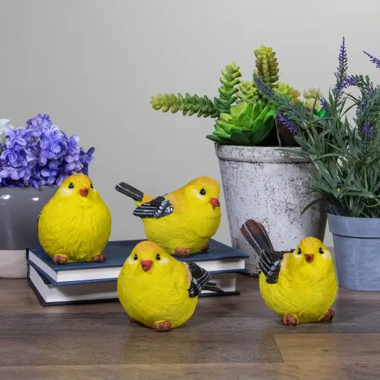Tii Collections Set of 4 Large Goldfinch Bird Figurines 5.5" Yellow {3}