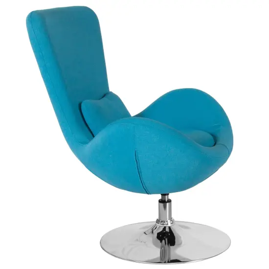 Merrick Lane Soro High-Back Egg Style Lounge Chair With 360&deg; Swivel Metal Base Aqua Fabric {5}